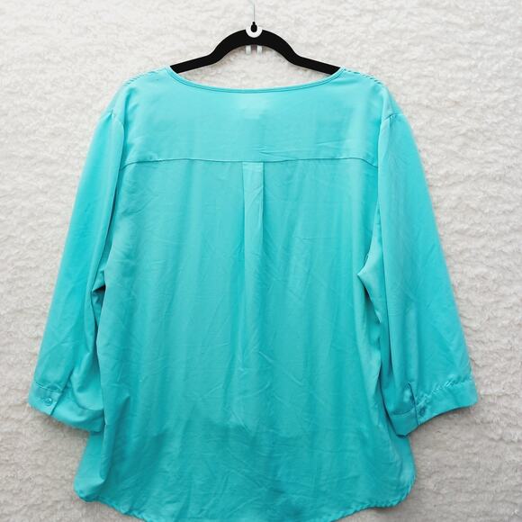 Blouse Chico 3 Tie Front Aqua Chic Relaxed Breezy Summercore Lagenlook Soft Girl - Picture 2 of 9